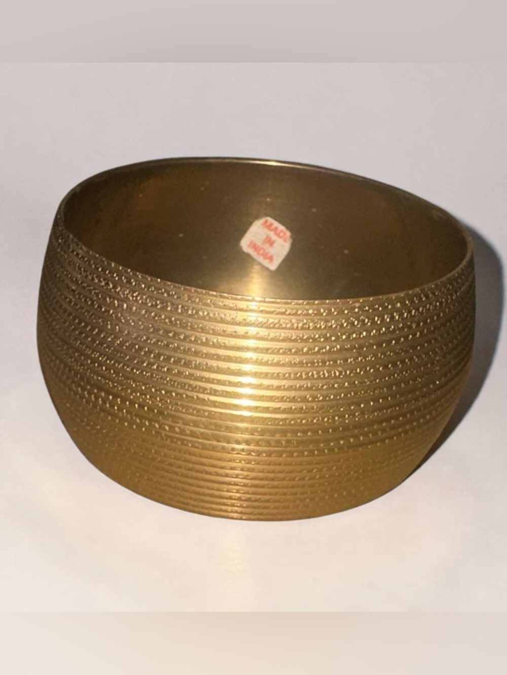 Vintage Wide  Brass Textured Gold Bangle Bracelet. Size 8